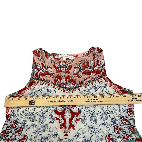 Love Kyla Boho Dress M/L Floral Patchwork Mini Tiered Flowy Colorful Vacation - Picture 10 of 11